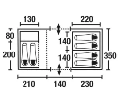 High Peak Porto 6 -CampEssentials Verkoopwinkel high peak koepeltent porto 6 plattegrond 12240 2